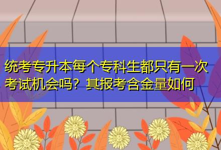 統(tǒng)考專升本每個?？粕贾挥幸淮慰荚嚈C會嗎？其報考含金量如何