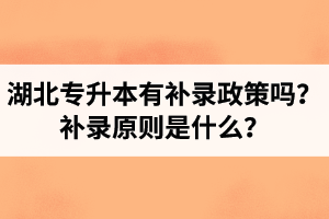 湖北專升本有補(bǔ)錄政策嗎？補(bǔ)錄原則是什么？