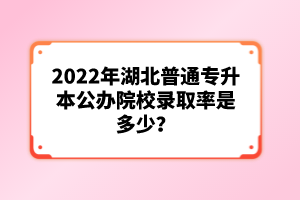2022年湖北普通專升本公辦院校錄取率是多少？