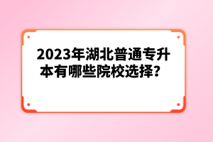 2023年湖北普通專升本有哪些院校選擇？