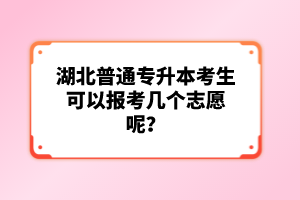 湖北普通專(zhuān)升本考生可以報(bào)考幾個(gè)志愿呢？