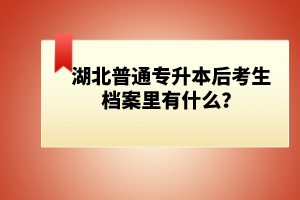 湖北普通專升本后考生檔案里有什么？