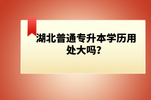 湖北普通專升本學(xué)歷用處大嗎？