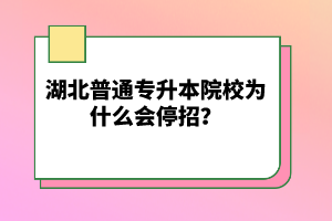 湖北普通專升本院校為什么會停招？