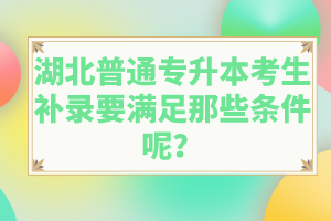 湖北普通專(zhuān)升本考生補(bǔ)錄要滿足那些條件呢？