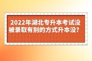 2022年湖北專升本考試沒被錄取有別的方式升本沒？