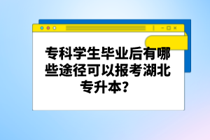 ?？茖W(xué)生畢業(yè)后有哪些途徑可以報考湖北專升本？