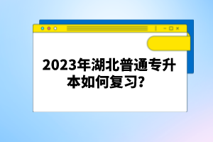 2023年湖北普通專升本如何復(fù)習(xí)？
