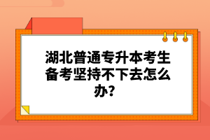 湖北普通專升本考生備考堅(jiān)持不下去怎么辦？