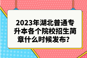 2023年湖北普通專升本各個(gè)院校招生簡(jiǎn)章什么時(shí)候發(fā)布？