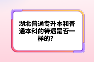 湖北普通專升本和普通本科的待遇是否一樣的？