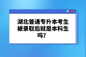 湖北普通專升本考生被錄取后就是本科生嗎？