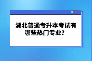 湖北普通專(zhuān)升本考試有哪些熱門(mén)專(zhuān)業(yè)？
