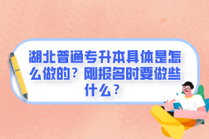 湖北普通專升本具體是怎么做的？剛報(bào)名時(shí)要做些什么？