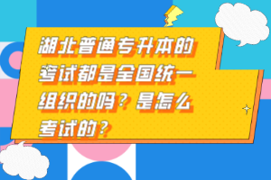 湖北普通專升本的考試都是全國統(tǒng)一組織的嗎？是怎么考試的？
