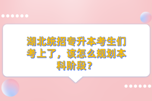 湖北統(tǒng)招專升本考生們考上了，該怎么規(guī)劃本科階段？