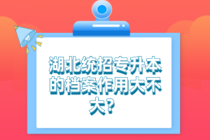湖北統(tǒng)招專(zhuān)升本的檔案作用大不大？